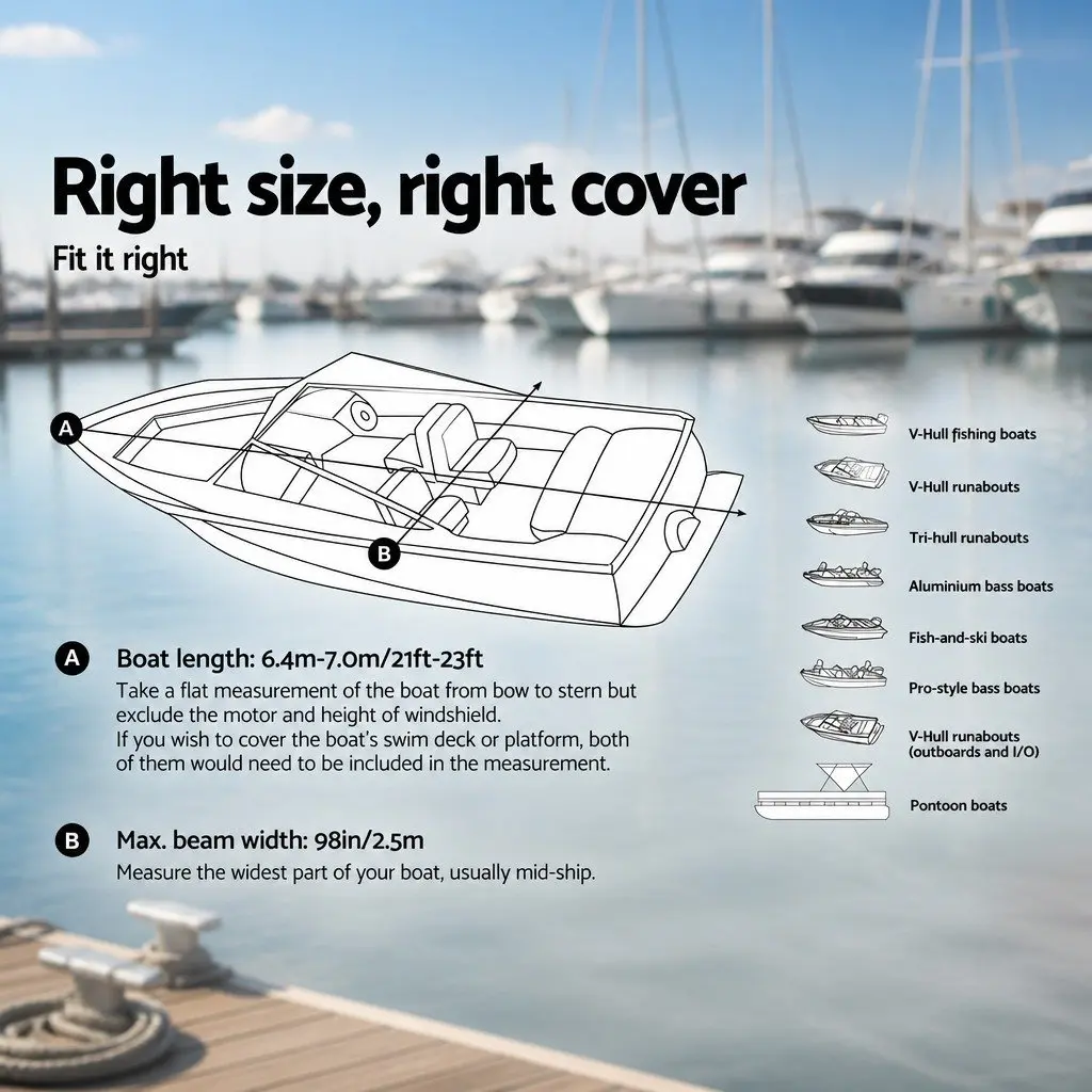 Boat Cover 21-23ft Trailerable Jumbo Marine 600D Heavy Duty Grey Waterproof