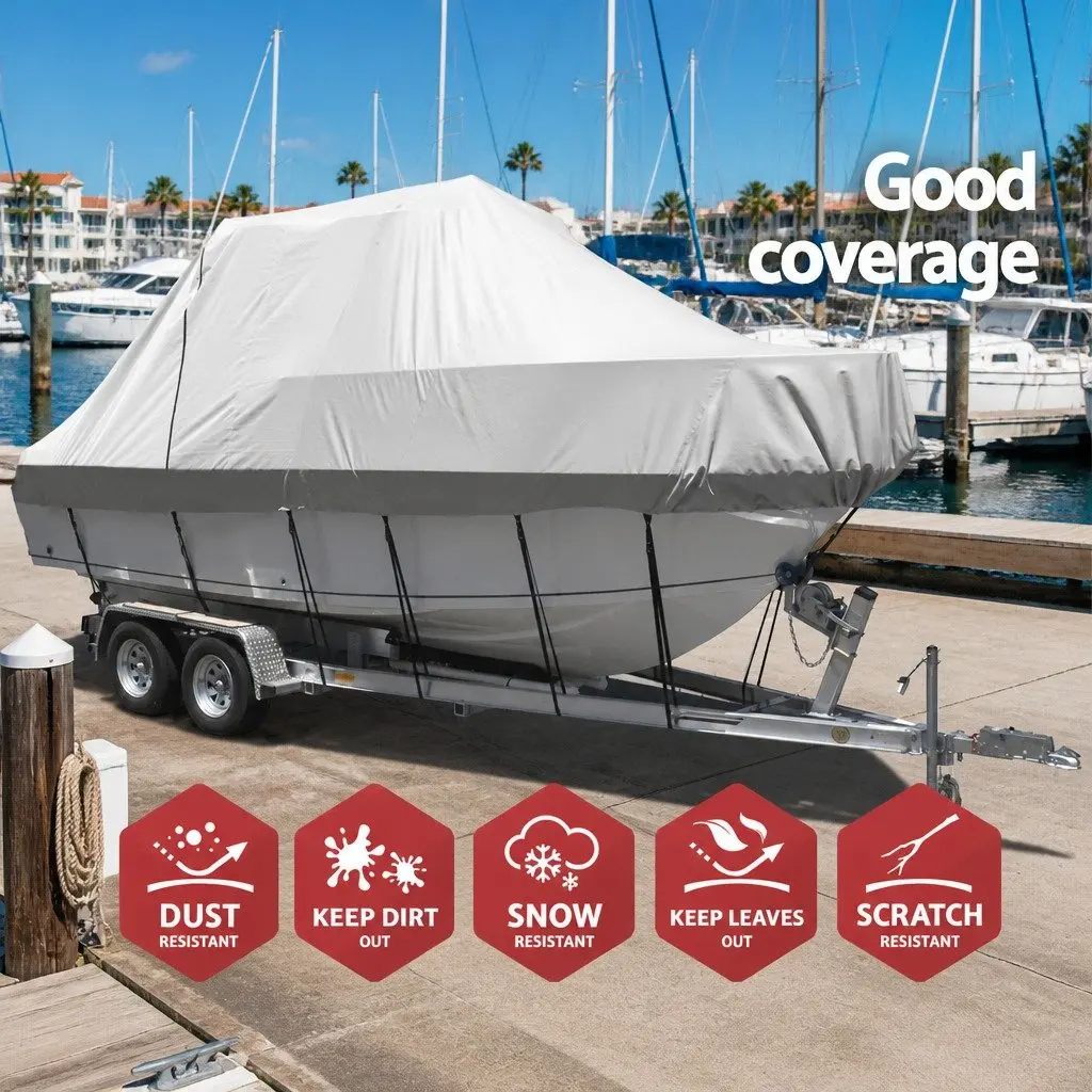 Boat Cover 21-23ft Trailerable Jumbo Marine 600D Heavy Duty Grey Waterproof