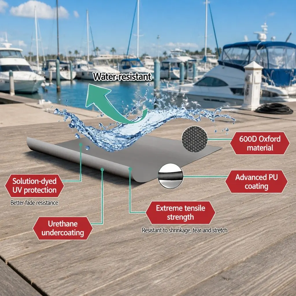 Boat Cover 21-23ft Trailerable Jumbo Marine 600D Heavy Duty Grey Waterproof