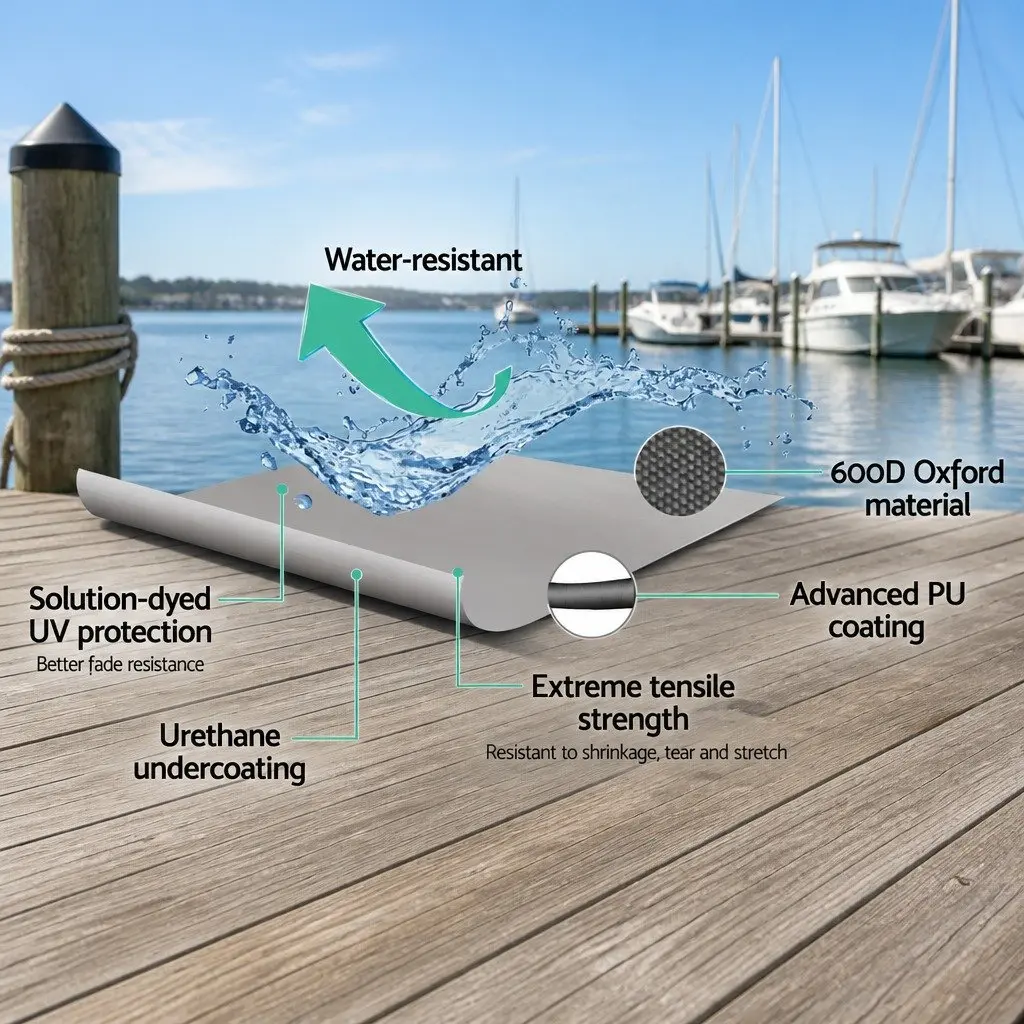 Waterproof Boat Cover 600D Heavy Duty Grey 23-25ft Trailerable Marine
