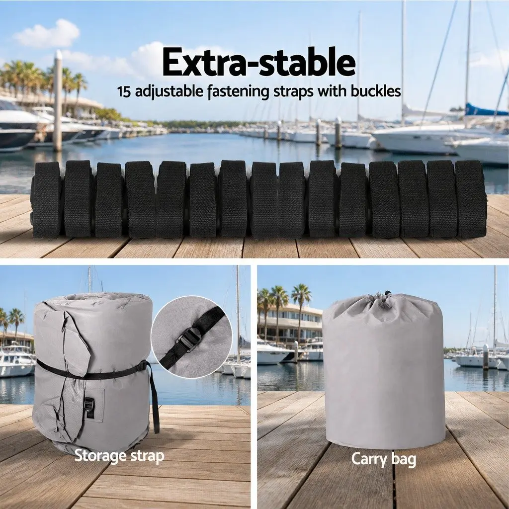 Boat Cover 25-27ft Trailerable Jumbo Marine 600D Heavy Duty Grey Water Craft