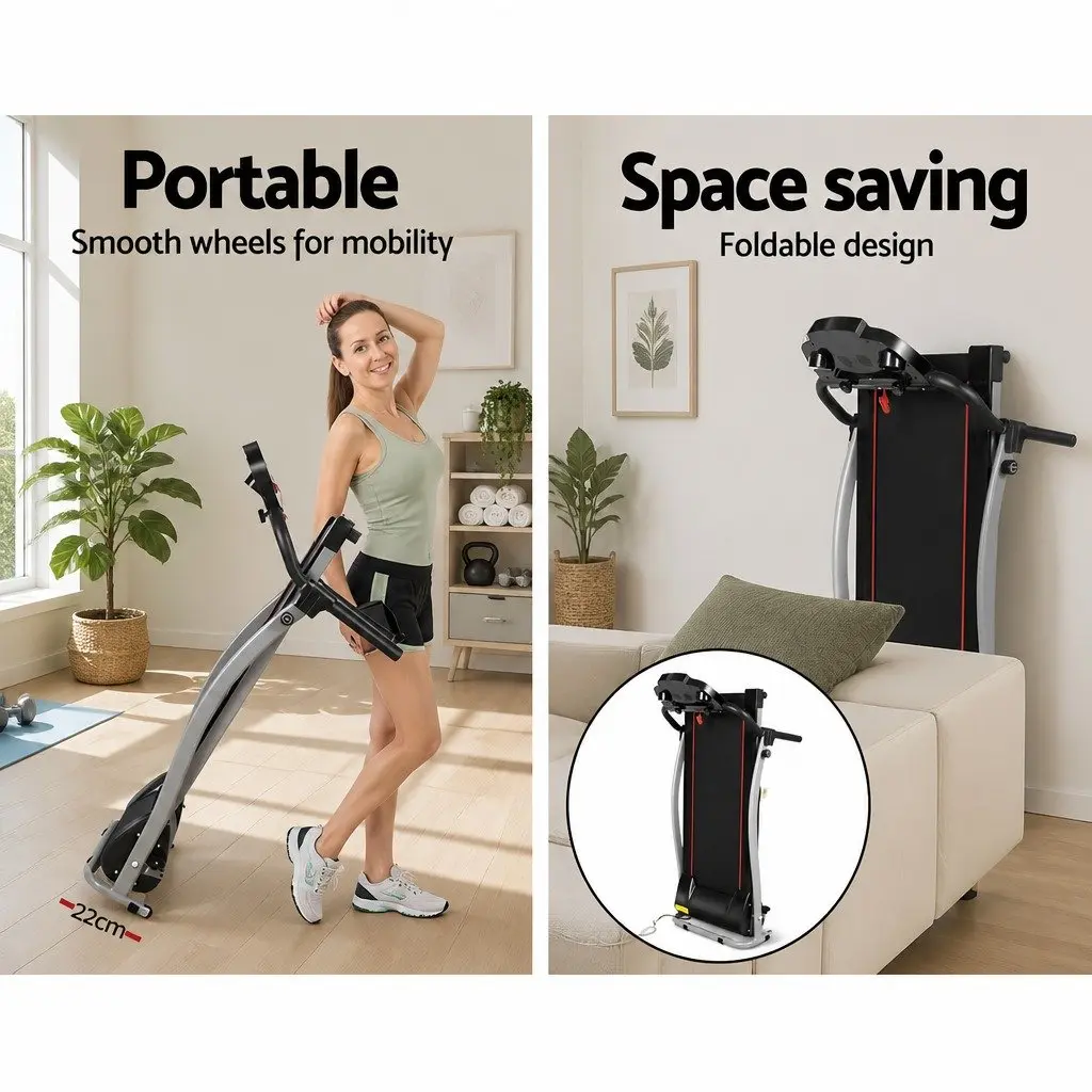 Electric Treadmill Home Gym Fitness Machine Foldable 340mm Belt 12 Programs