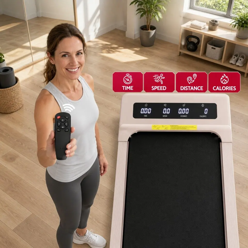 Electric Walking Pad Treadmill Under Desk Home Gym Fitness Machine Pink