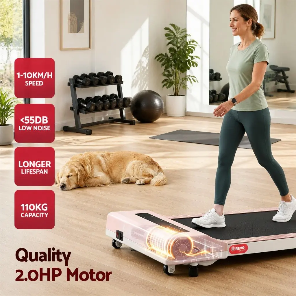 Electric Walking Pad Treadmill Under Desk Home Gym Fitness Machine Pink