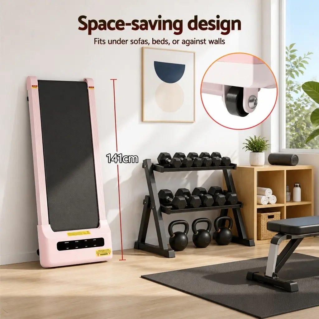 Electric Walking Pad Treadmill Under Desk Home Gym Fitness Machine Pink