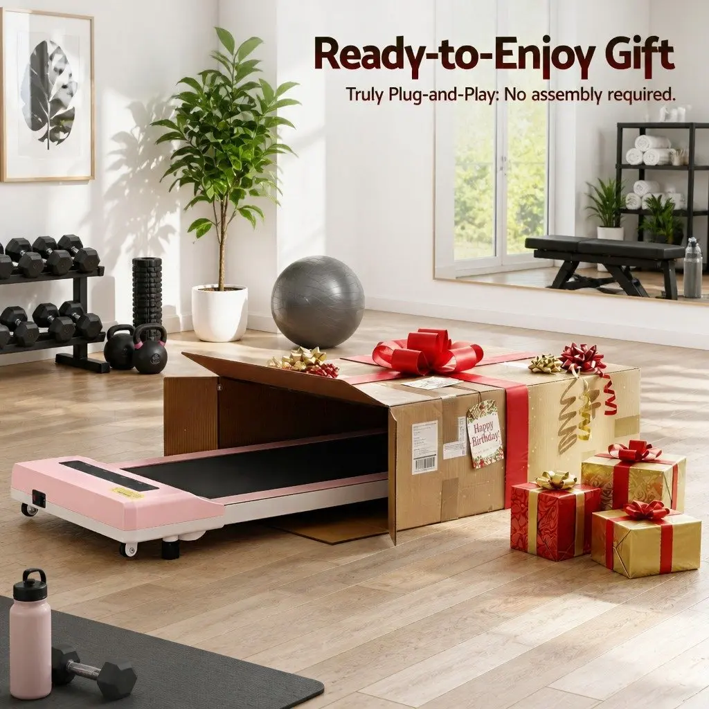 Electric Walking Pad Treadmill Under Desk Home Gym Fitness Machine Pink