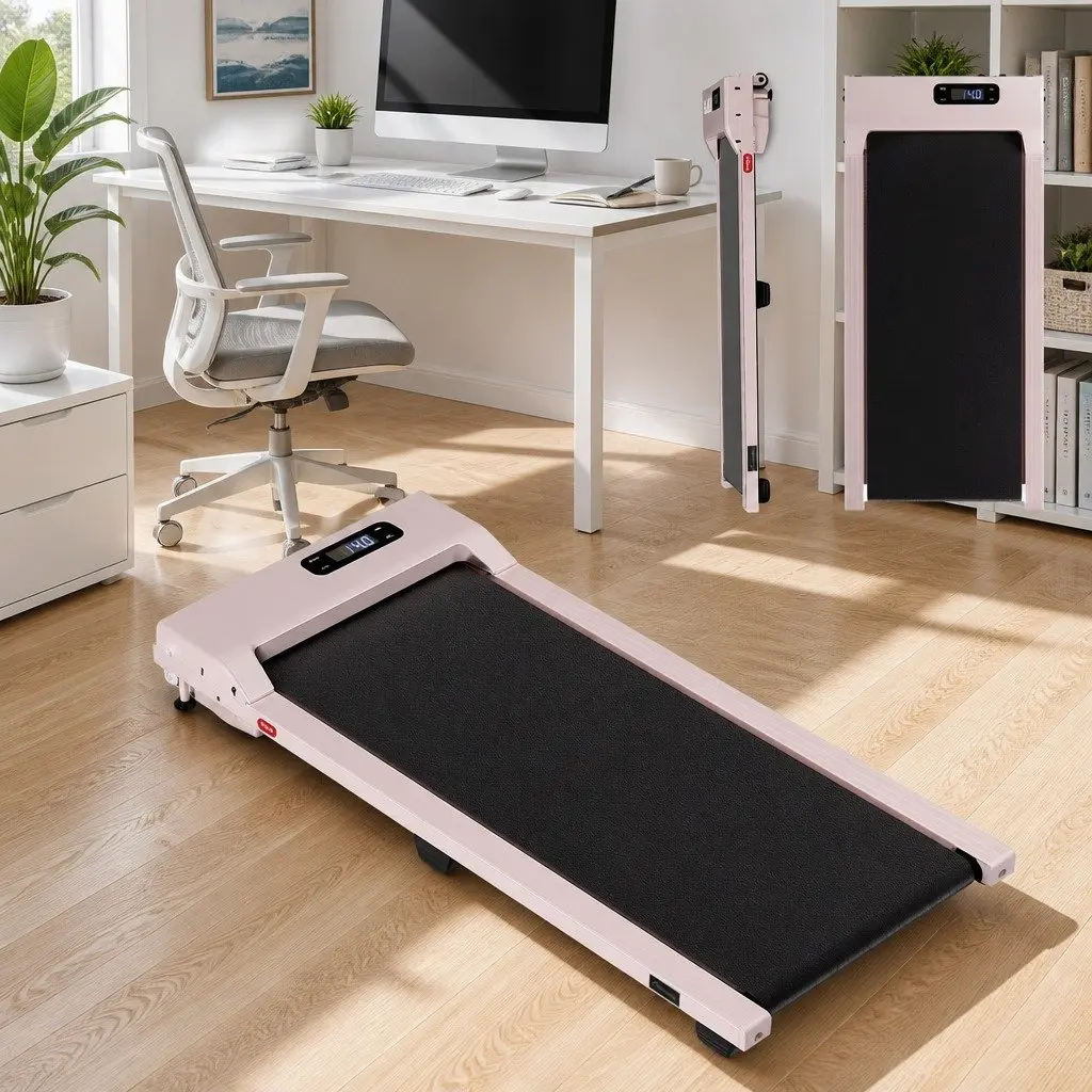 3-in-1 Walking Pad Treadmill 12% Incline Under Desk Home Gym Cardio Machine Pink