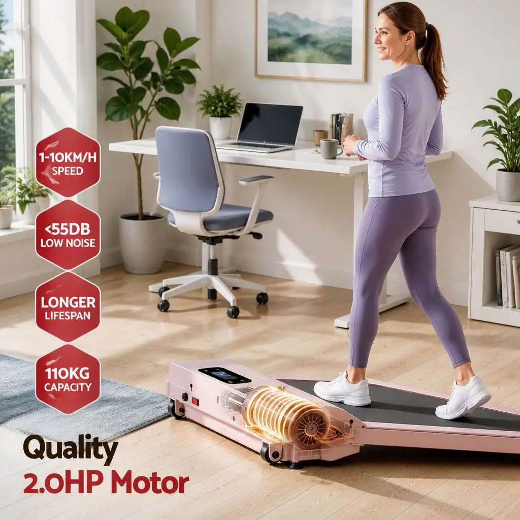 3-in-1 Walking Pad Treadmill 12% Incline Under Desk Home Gym Cardio Machine Pink