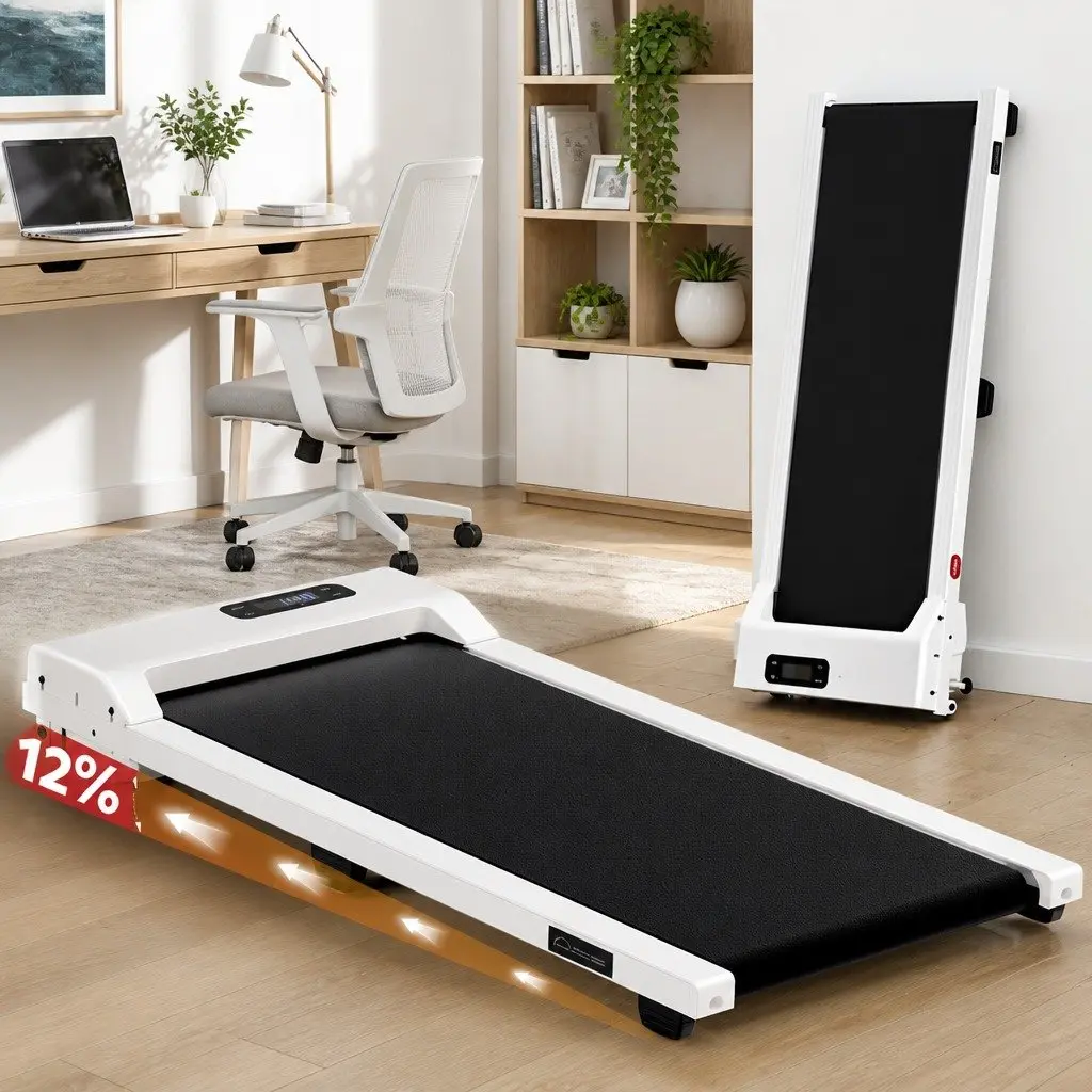 Walking Pad Treadmill 3-in-1 Under Desk Home Gym 12% Incline 38cm Belt White
