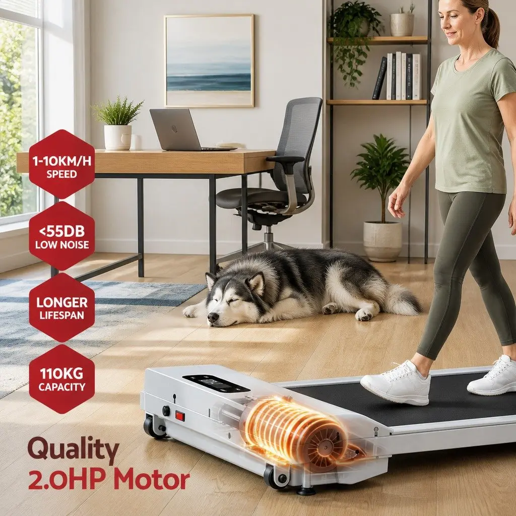 Walking Pad Treadmill 3-in-1 Under Desk Home Gym 12% Incline 38cm Belt White
