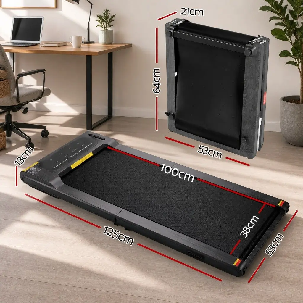 Walking Pad Treadmill 2-in-1 Foldable Under Desk Home Gym Machine 38cm Belt LED