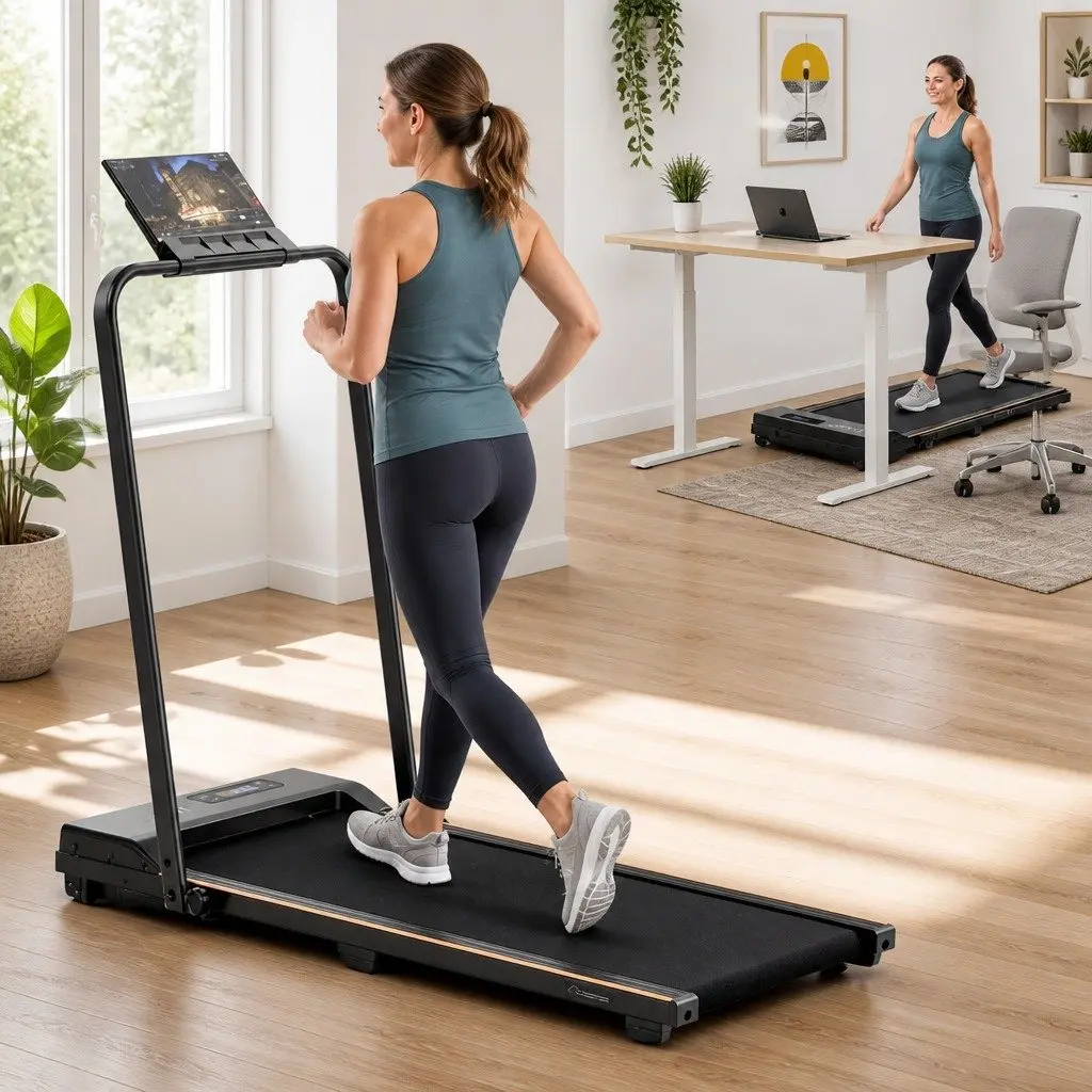 3-in-1 Walking Pad Treadmill Compact Foldable Under Desk Home Gym Machine 90 x 38 cm