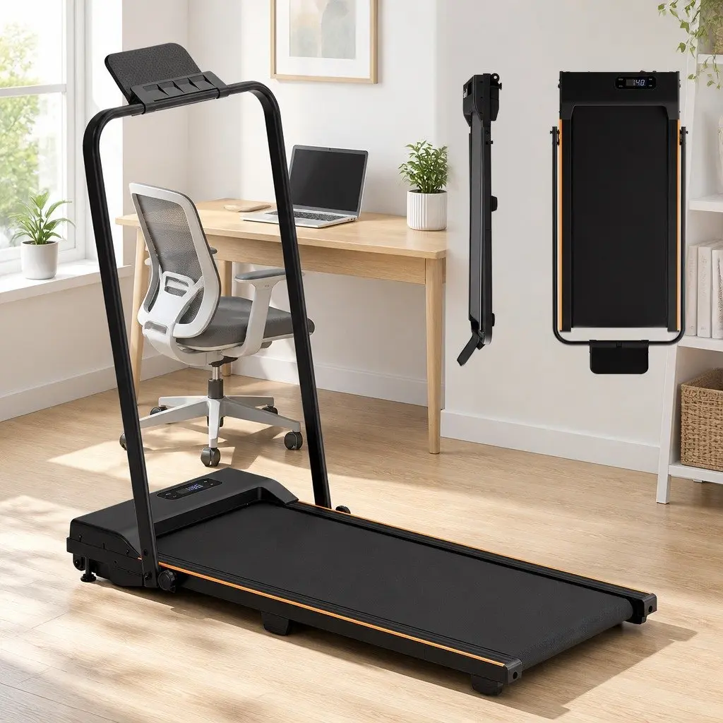 3-in-1 Walking Pad Treadmill Compact Foldable Under Desk Home Gym Machine 90 x 38 cm