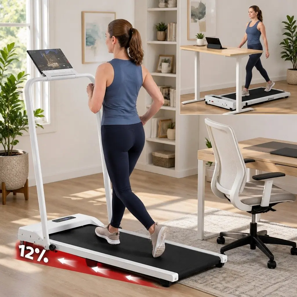Walking Pad Treadmill 3-in-1 Foldable Under Desk 90 x 38 cm White