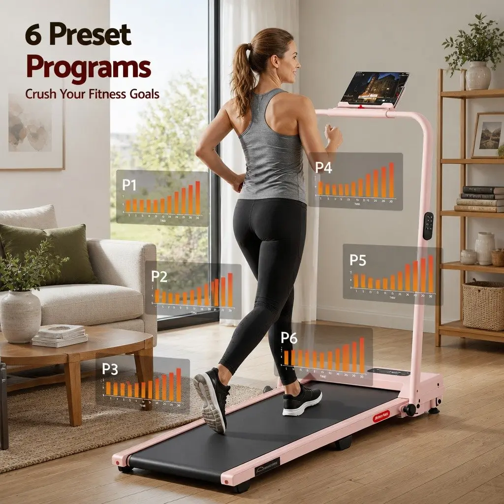 3 in 1 Walking Pad Treadmill Incline 12% Foldable Size 90 x 38 cm Pink