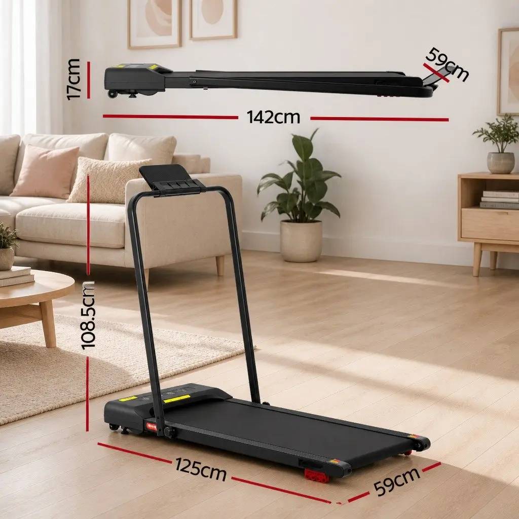 Electric Treadmill Walking Pad Foldable for Home Use 380mm Black