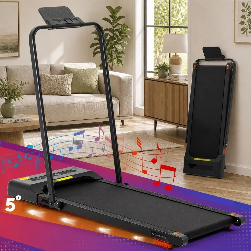 Electric Treadmill Walking Pad Foldable for Home Use 380mm Black