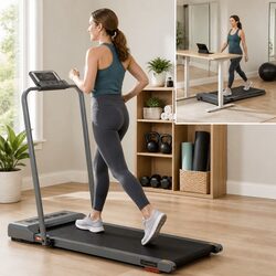 Electric Walking Pad Treadmill Compact Foldable Under Desk Incline 380mm Grey