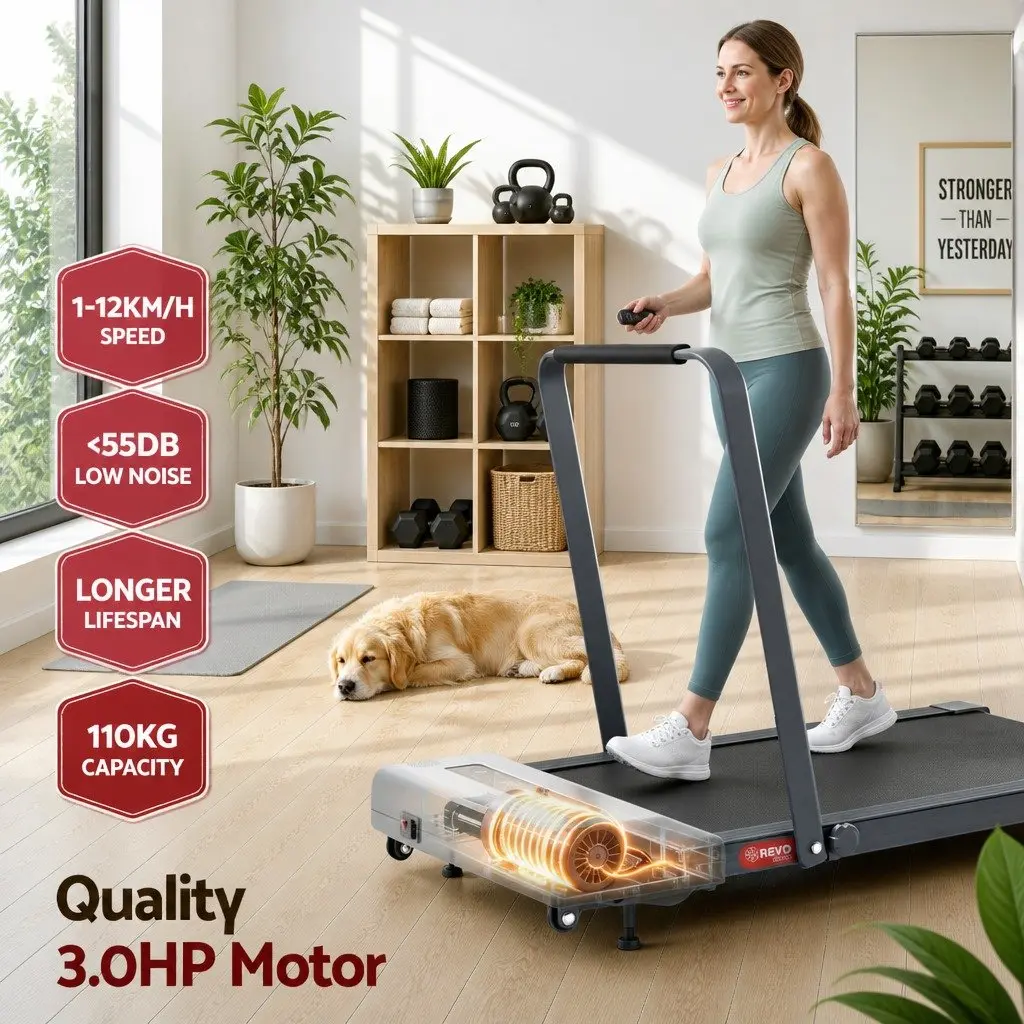 Electric Treadmill Compact Foldable Under Desk 380mm Grey