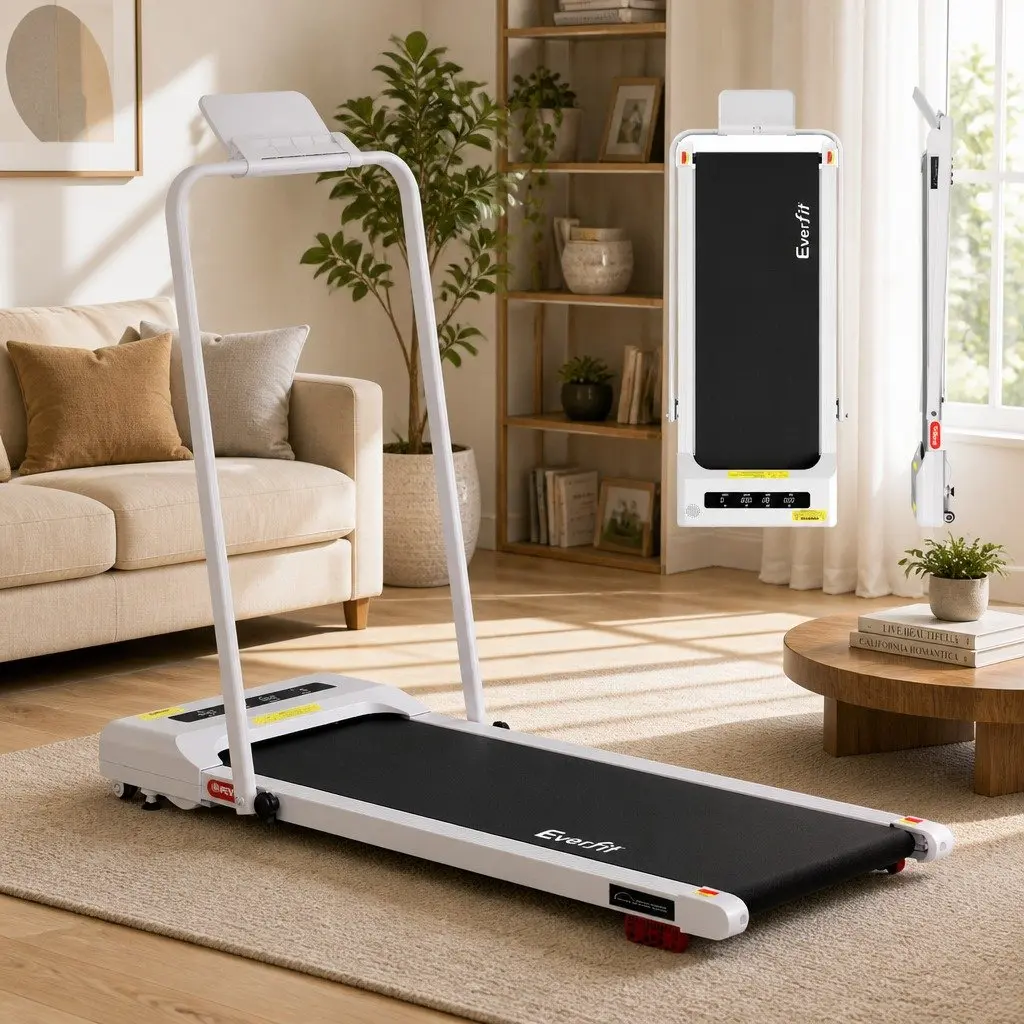 Electric Treadmill Compact Foldable Incline 380mm White