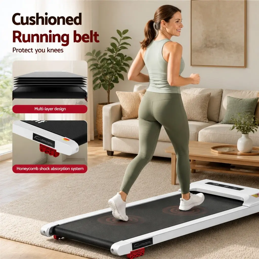 Electric Treadmill Compact Foldable Incline 380mm White