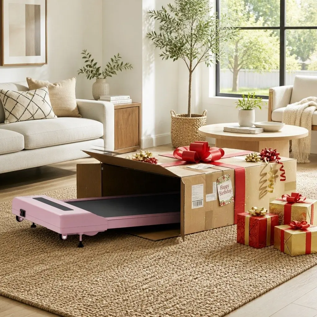 Electric Treadmill Compact Under Desk Pink with Adjustable Incline and Quiet Motor