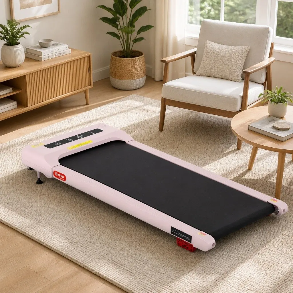 Electric Treadmill Compact Under Desk Pink with Adjustable Incline and Quiet Motor