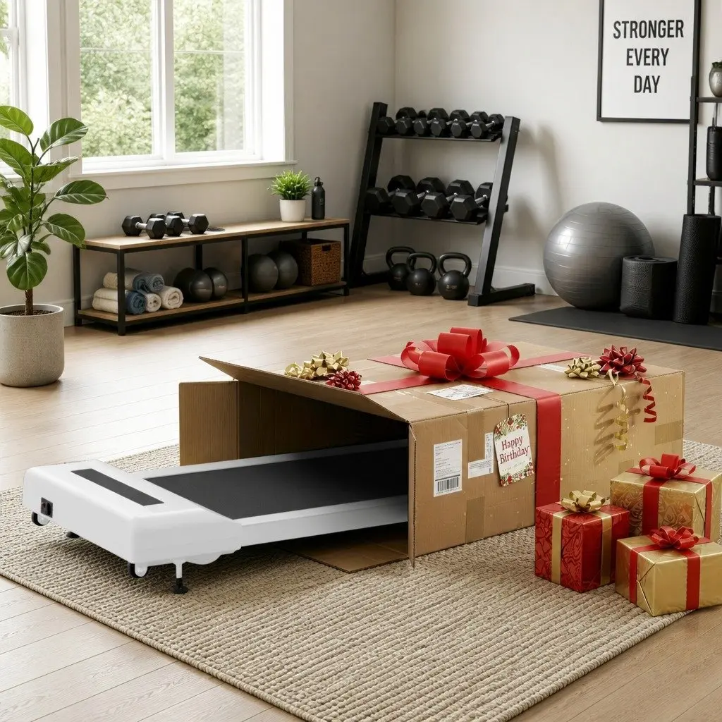 Electric Walking Pad Treadmill Incline Compact Under Desk 380mm White