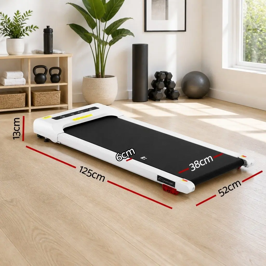 Electric Walking Pad Treadmill Incline Compact Under Desk 380mm White