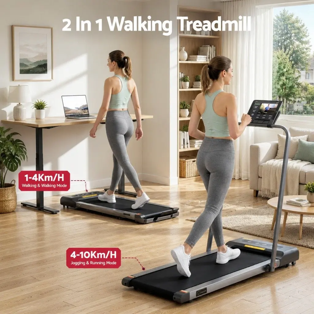 Electric Walking Pad Treadmill Foldable Under Desk Home Gym Fitness Machine Grey