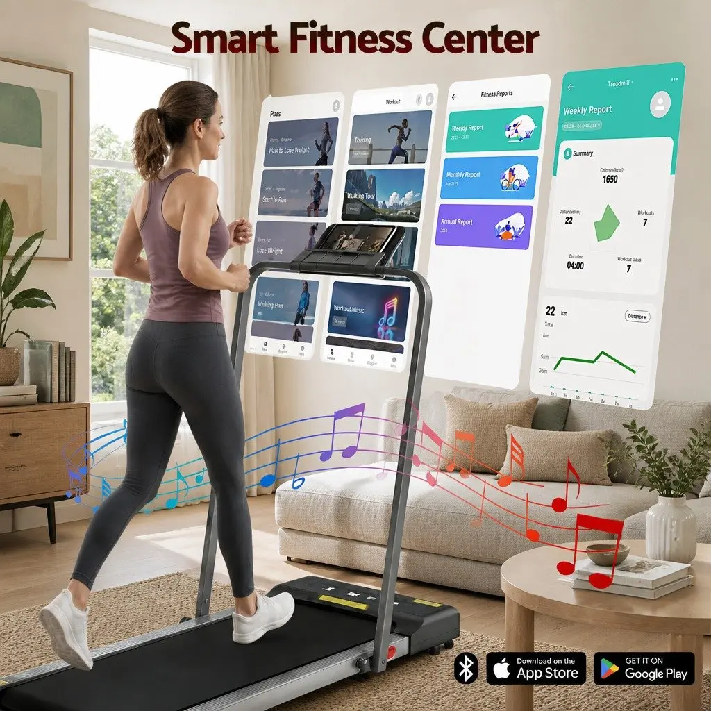Electric Walking Pad Treadmill Foldable Under Desk Home Gym Fitness Machine Grey