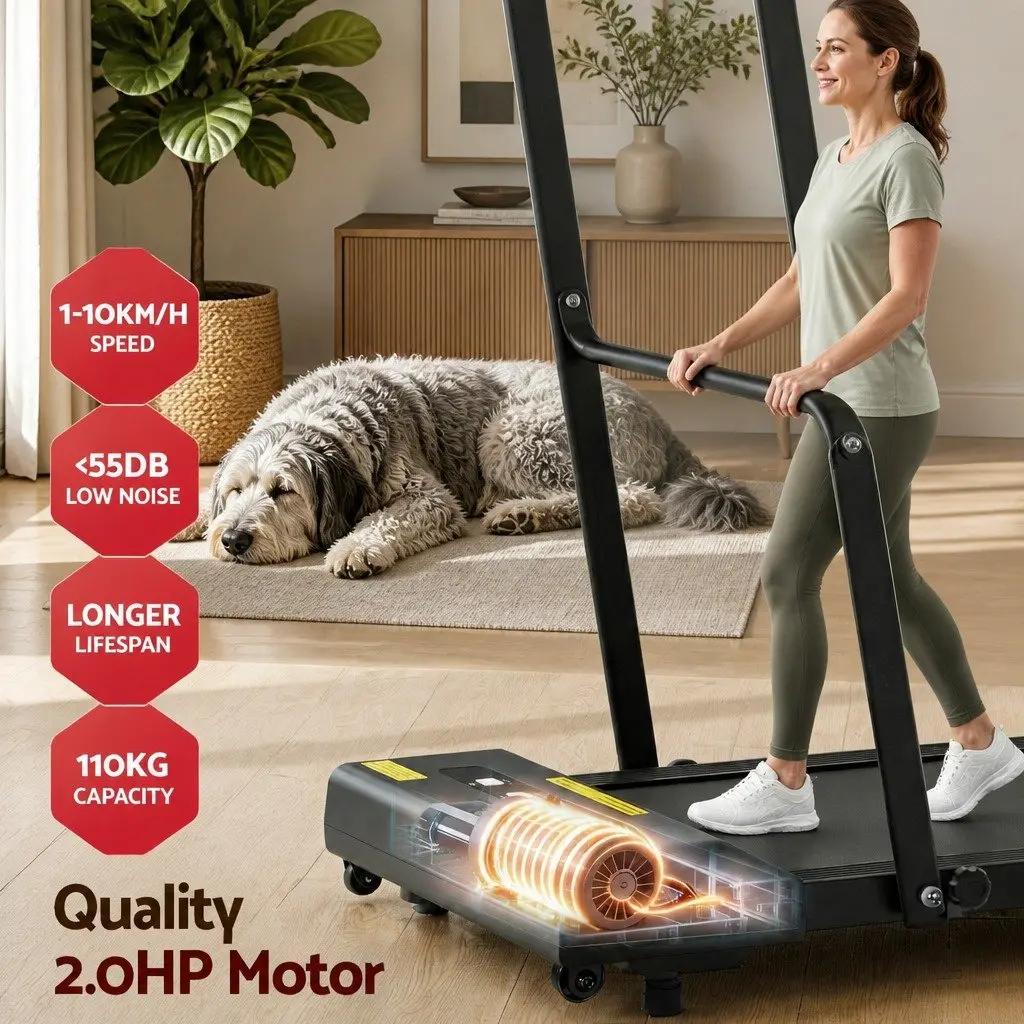 Electric Walking Pad Treadmill Foldable Compact 380mm Black