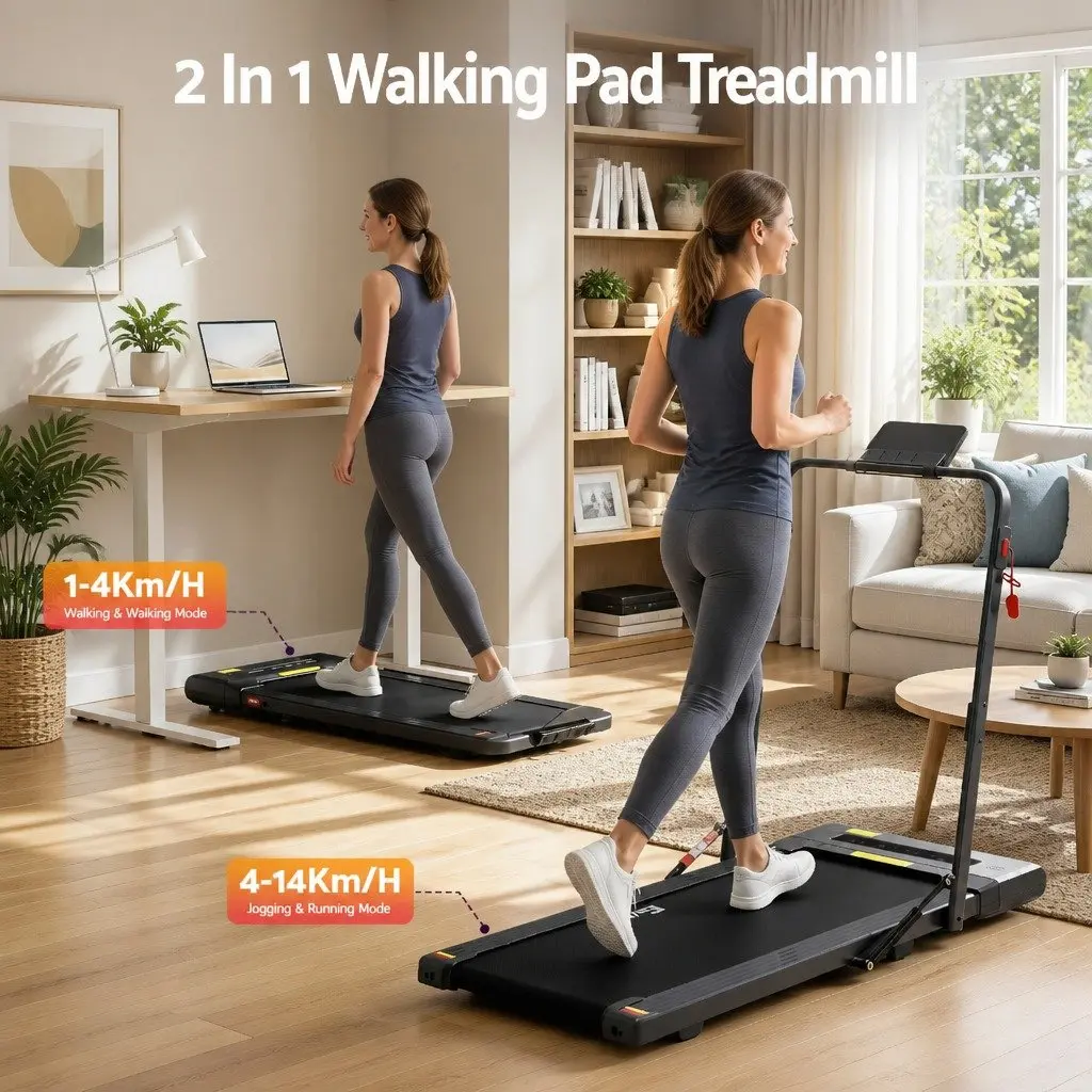 Under Desk Treadmill Foldable 400mm Electric Walking Pad for Home Gym Fitness Black