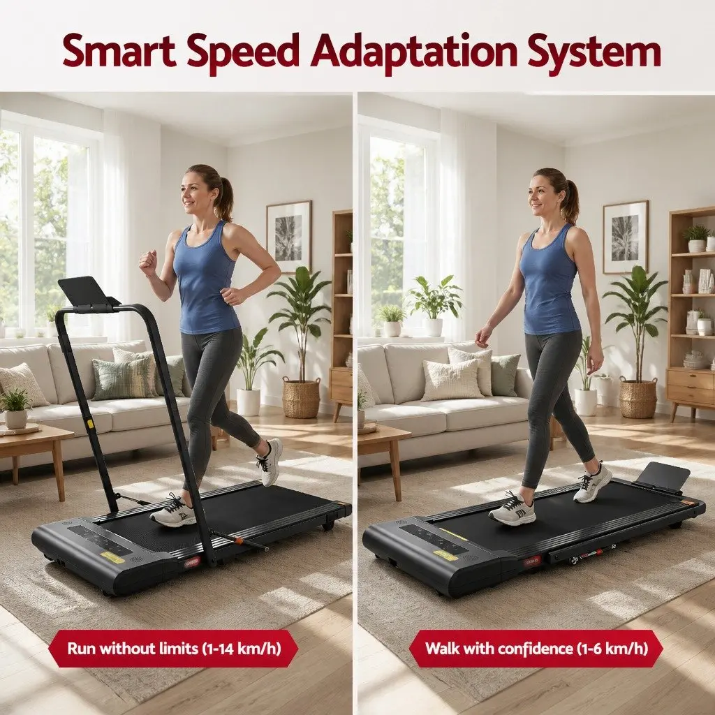 Under Desk Treadmill Foldable 400mm Electric Walking Pad for Home Gym Fitness Black