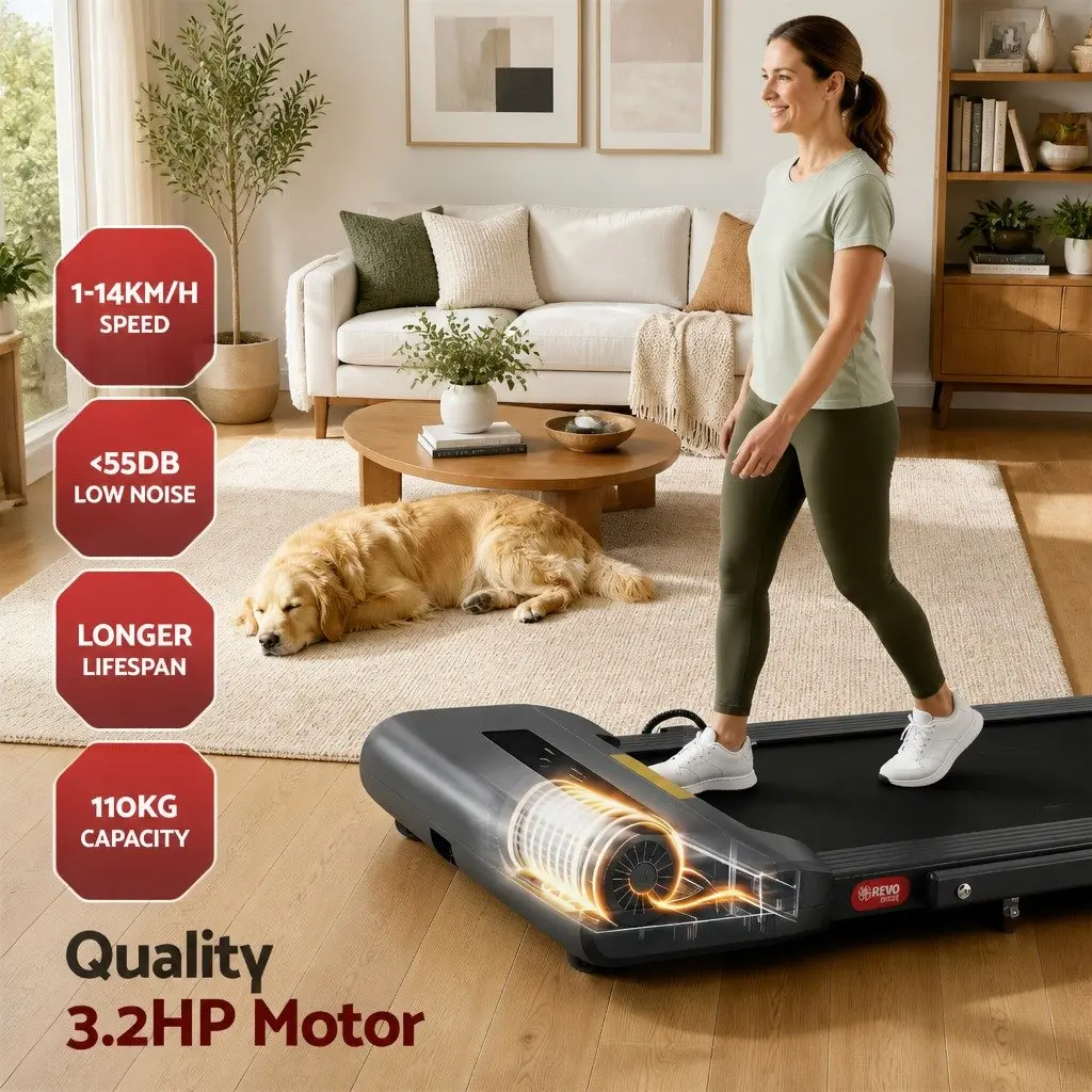Under Desk Treadmill Foldable 400mm Electric Walking Pad for Home Gym Fitness Black