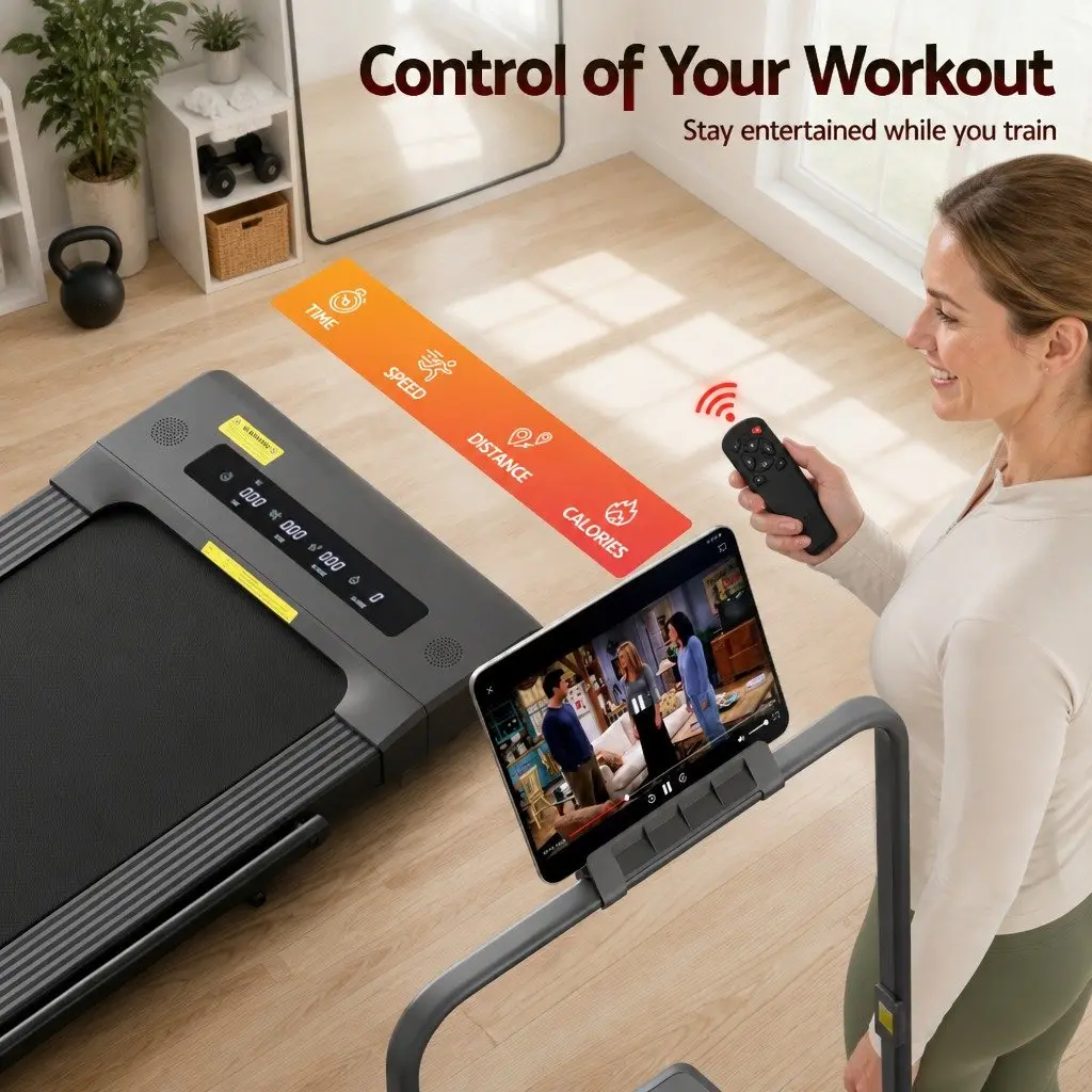 2 in 1 Electric Treadmill Under Desk Foldable 400mm Running Belt