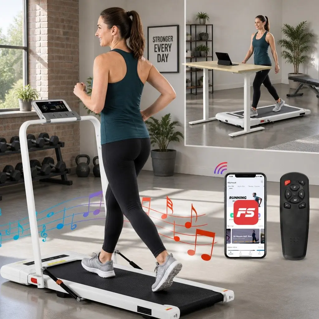 Electric Walking Pad Treadmill Under Desk 400mm Belt Home Gym Fitness White