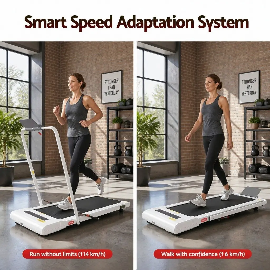 Electric Walking Pad Treadmill Under Desk 400mm Belt Home Gym Fitness White
