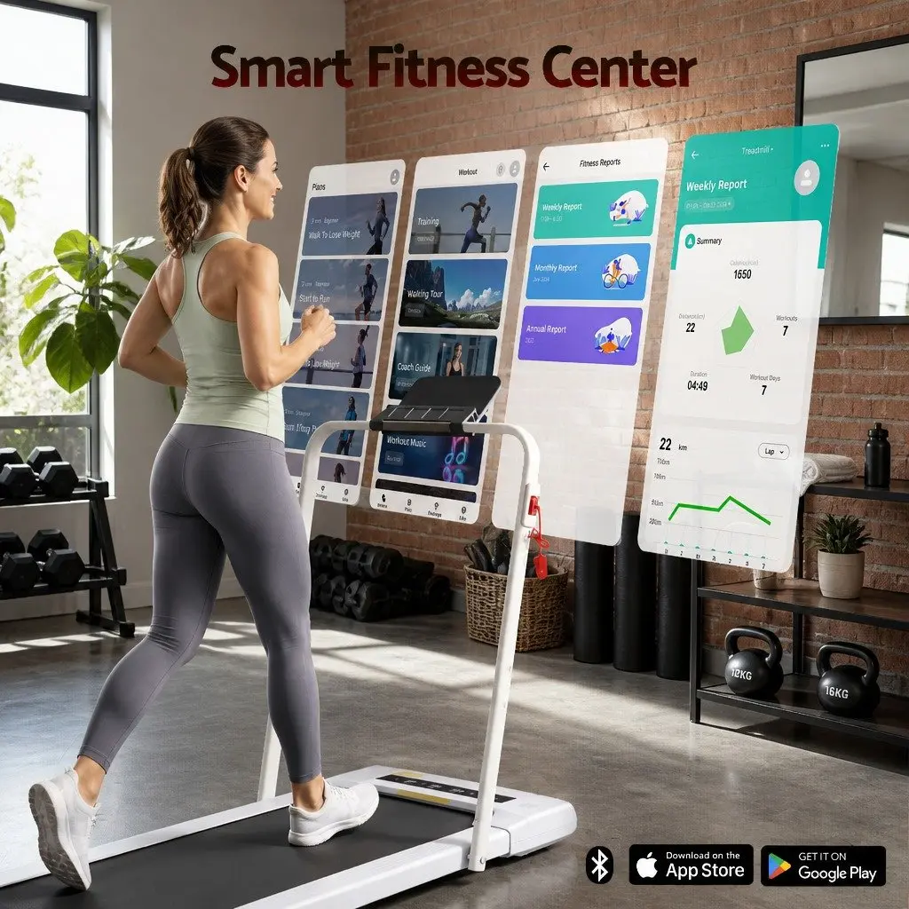 Electric Walking Pad Treadmill Under Desk 400mm Belt Home Gym Fitness White