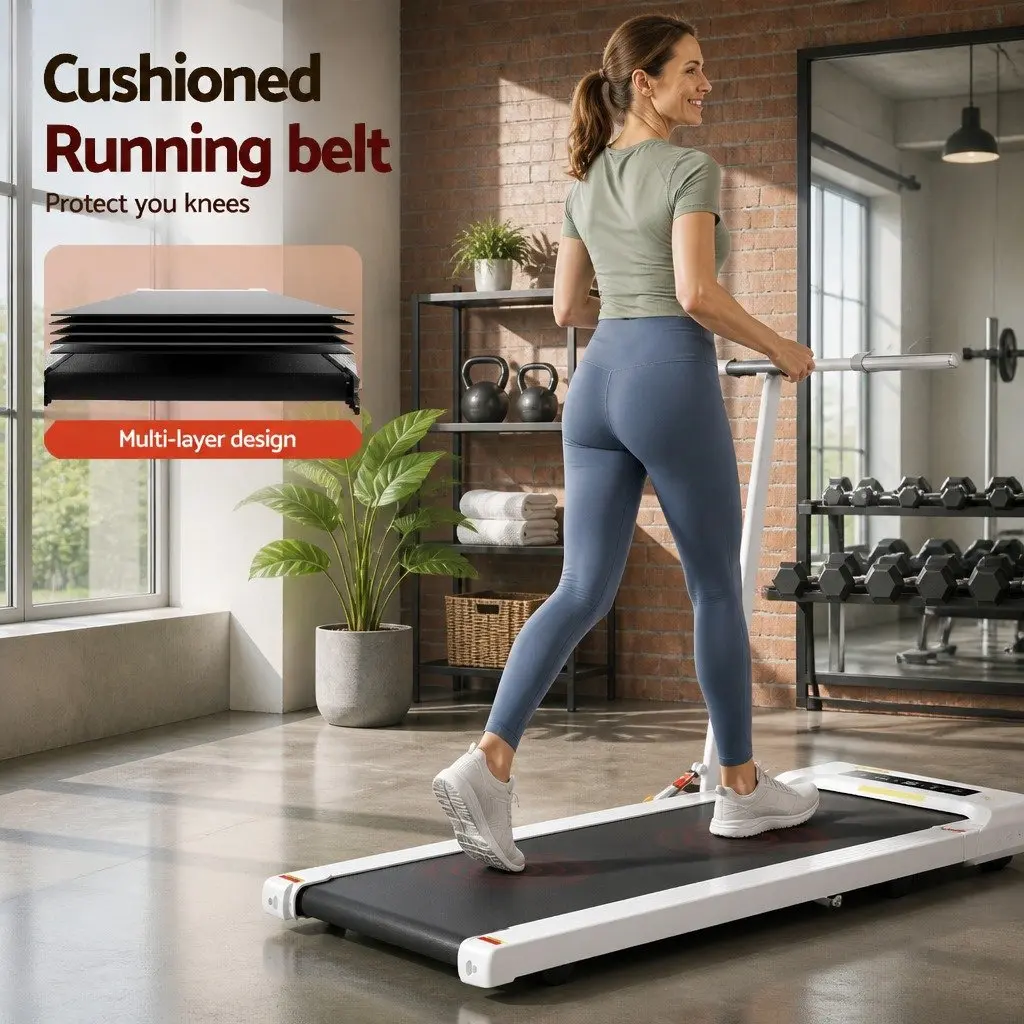 Electric Walking Pad Treadmill Under Desk 400mm Belt Home Gym Fitness White