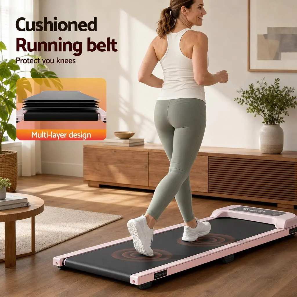 Walking Pad Treadmill 3 in 1 Under Desk Home Gym 12% Incline 40cm Belt Pink