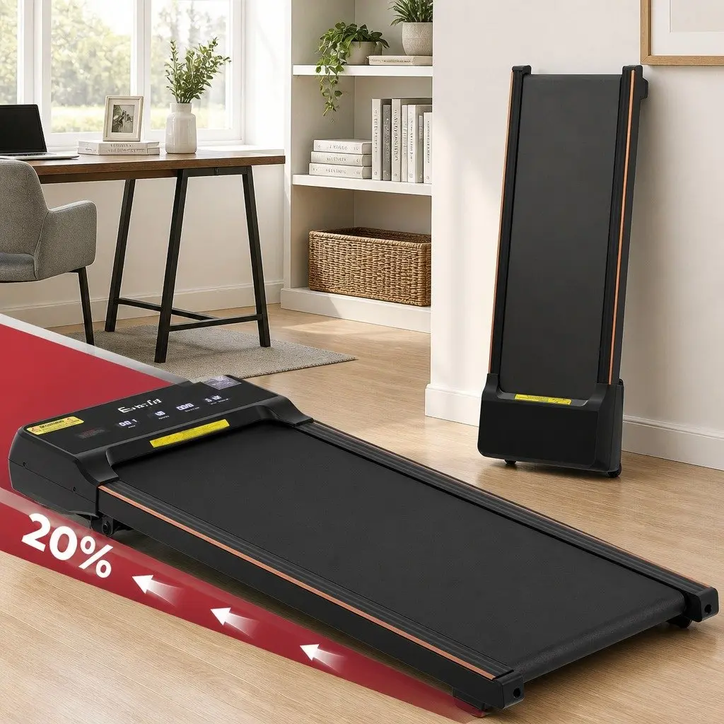 3 in 1 Walking Pad Treadmill Auto Incline 20% Home Gym Under Desk Fitness