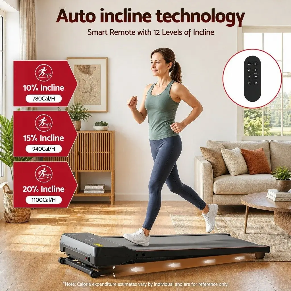3 in 1 Walking Pad Treadmill Auto Incline 20% Home Gym Under Desk Fitness