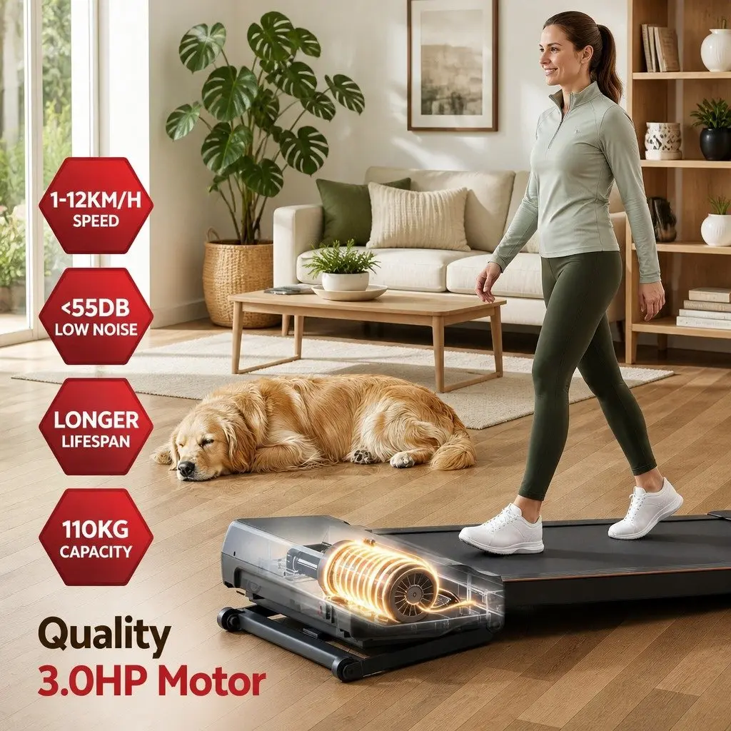 3 in 1 Walking Pad Treadmill Auto Incline 20% Home Gym Under Desk Fitness
