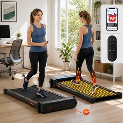 2 in 1 Walking Pad Treadmill Under Desk Dual-Sided with Foot Massage Home Gym