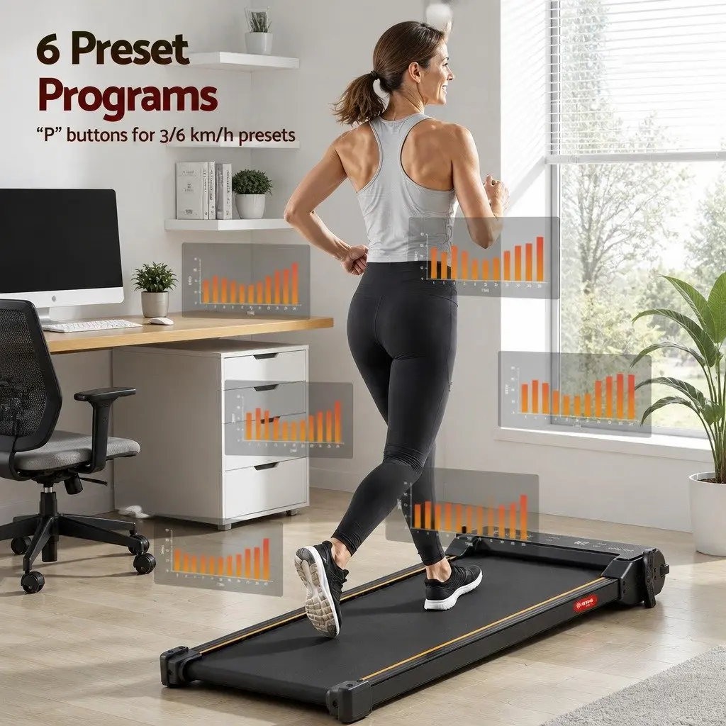 2 in 1 Walking Pad Treadmill Under Desk Dual-Sided with Foot Massage Home Gym