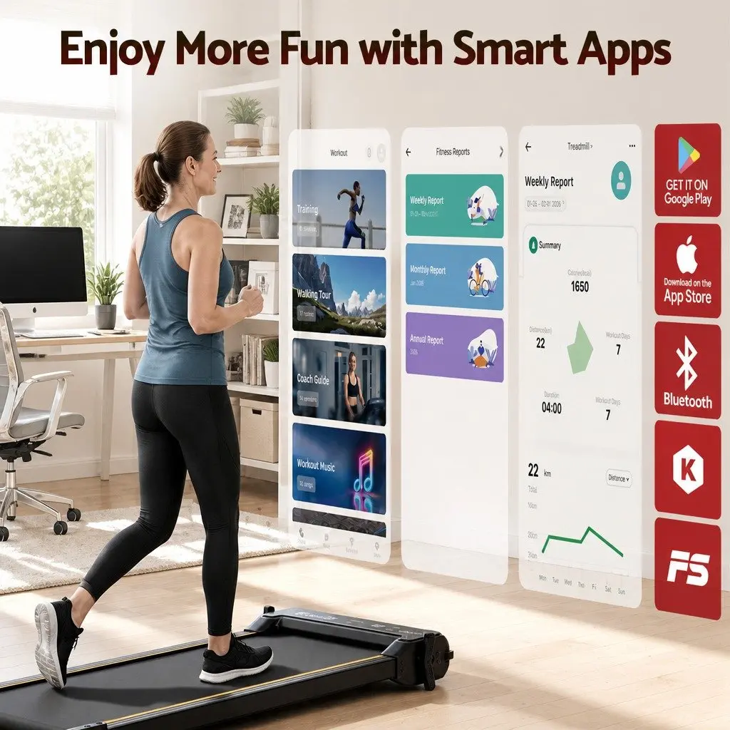 2 in 1 Walking Pad Treadmill Under Desk Dual-Sided with Foot Massage Home Gym
