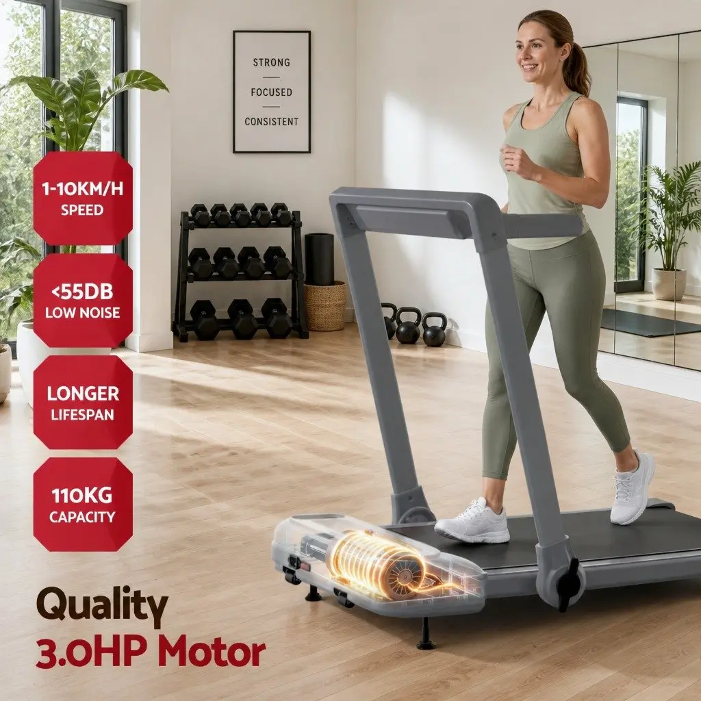 Electric Treadmill Compact Foldable 3-Level Incline Home Gym