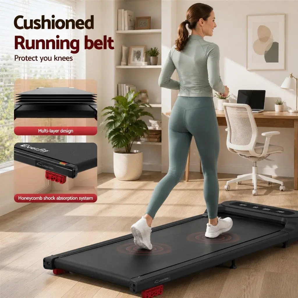 Electric Treadmill Under Desk Black 3 Incline Level Home Office Walking Pad