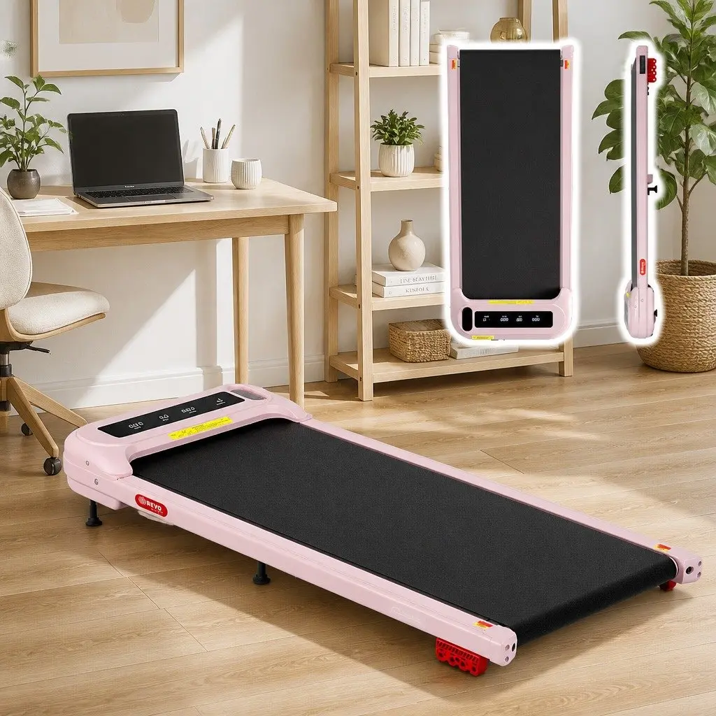 Electric Treadmill Under Desk Pink 3-Level Incline for Home Gym Use